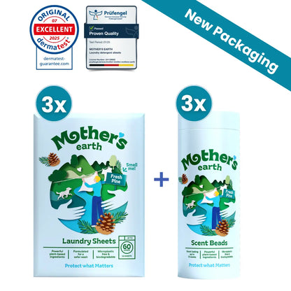 Eco-Friendly Laundry Sheets + Scent Beads Value Bundle Mother's Earth